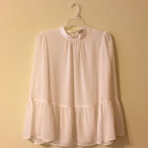 Loft sheer high-neck blouse